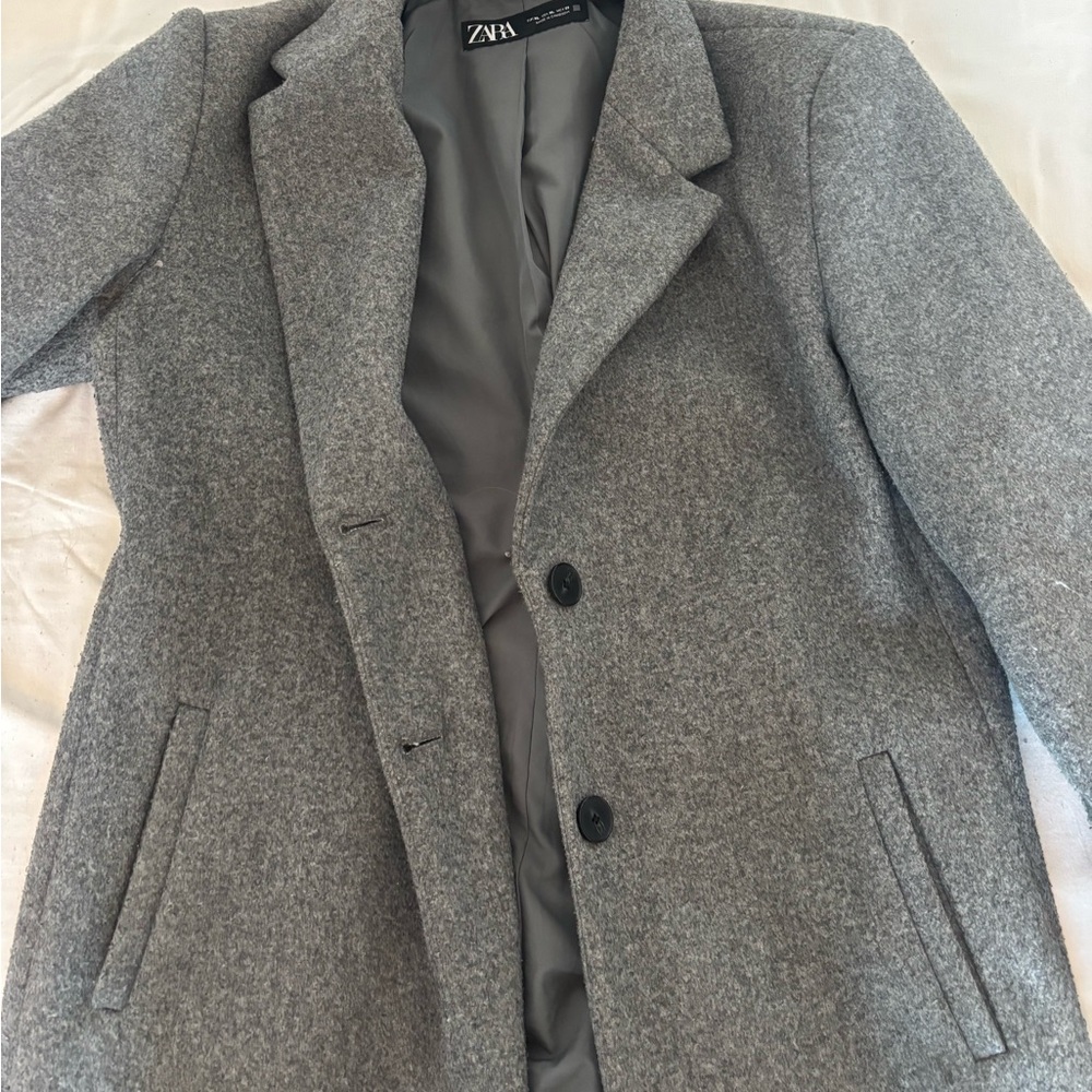 Zara Gray Wool Blend Coat